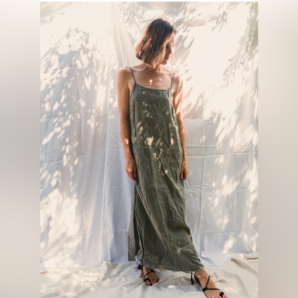 Amano by Lorena Laing Slip Gray/Olive Maxi Dress